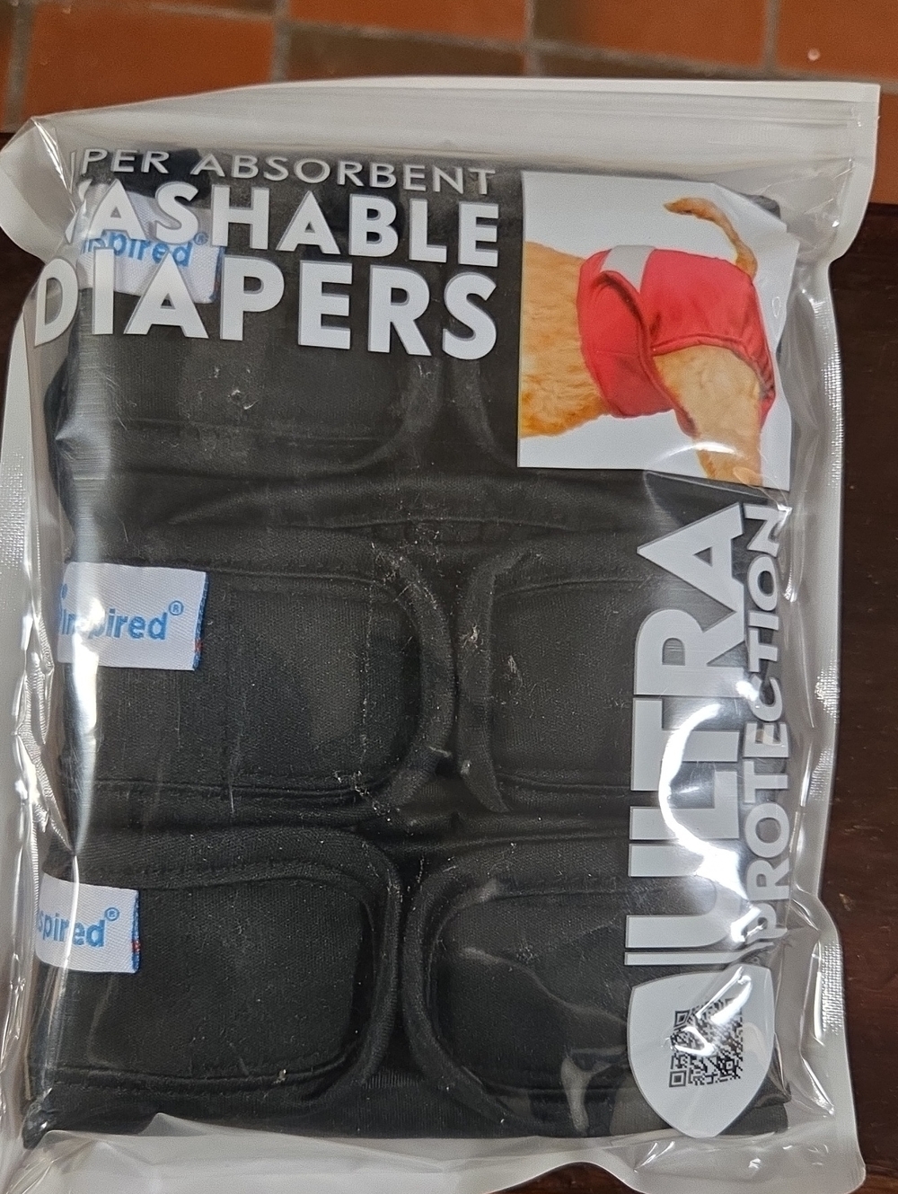 Paw Inspired Washable Dog Diapers - Black Pack Of 3